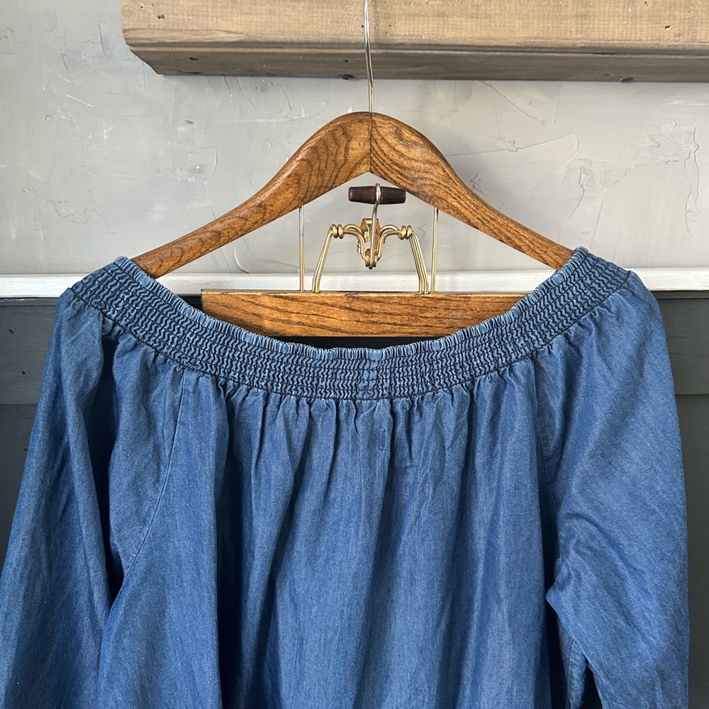 Boutique Off Shoulder Tie 3/4 Sleeve‎ Knee Length Blue Pullover Dress Plus Sz 1X - Picture 9 of 14